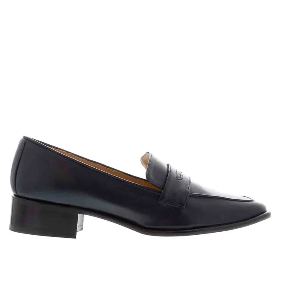 Angeilca Navy Leather Penny Loafers<Carl Scarpa Fashion