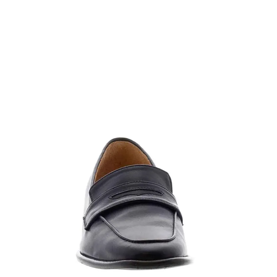 Angeilca Navy Leather Penny Loafers<Carl Scarpa Fashion