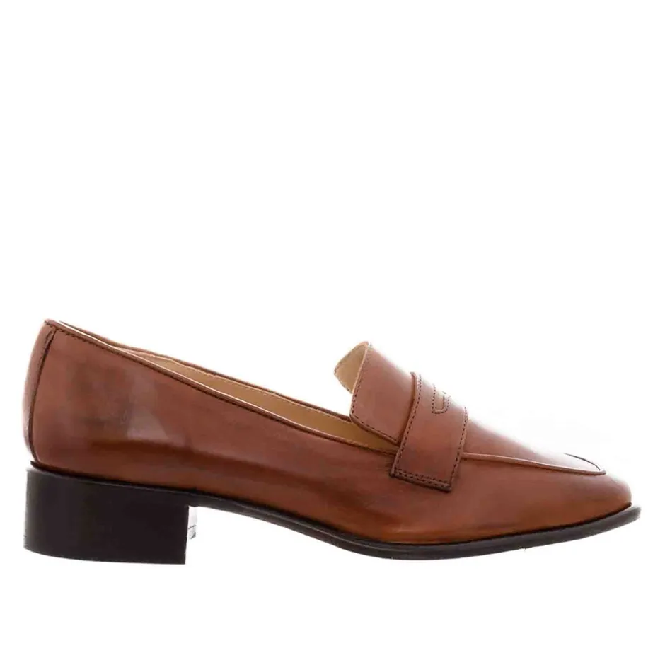 Angeilca Tan Leather Penny Loafers<Carl Scarpa Outlet