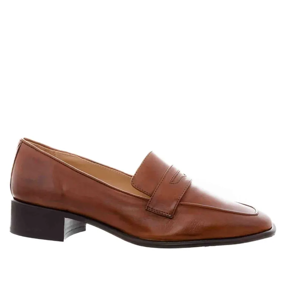 Angeilca Tan Leather Penny Loafers<Carl Scarpa Outlet
