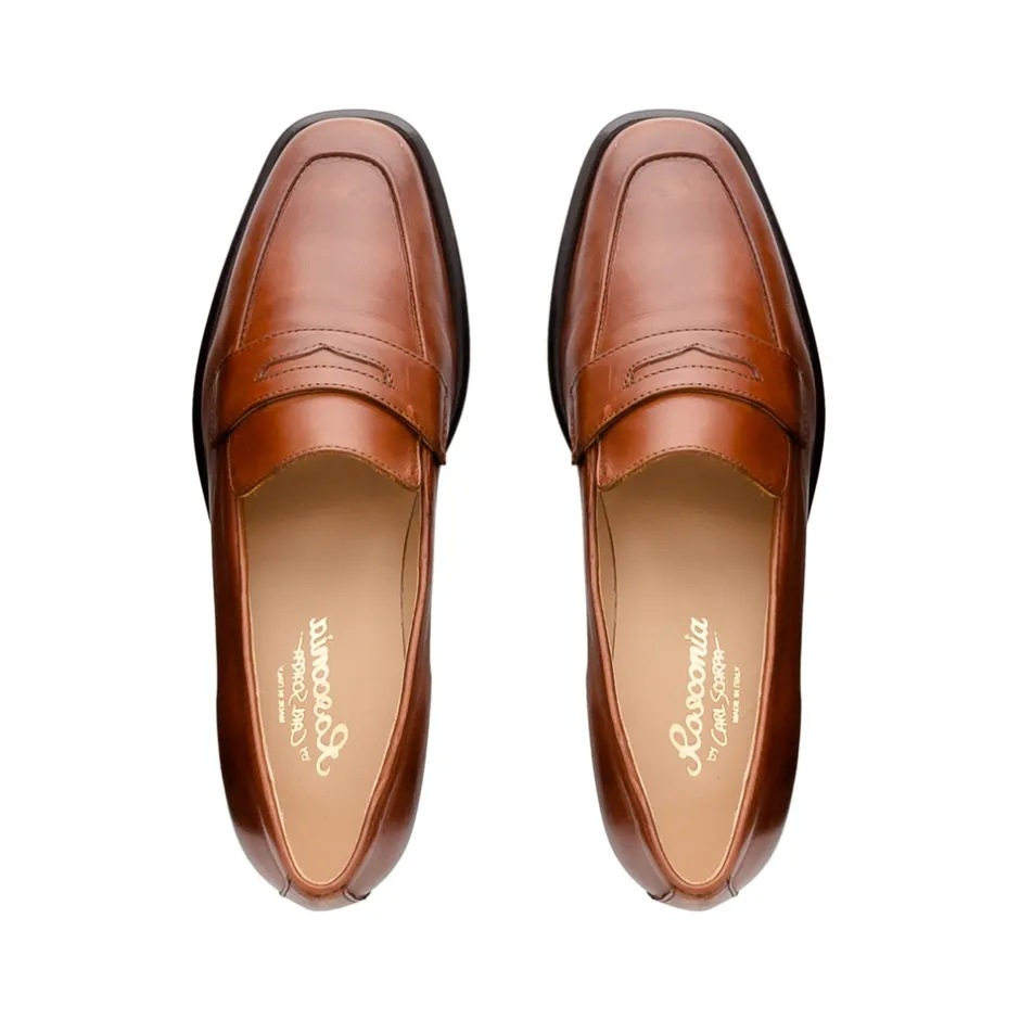 Angeilca Tan Leather Penny Loafers<Carl Scarpa Outlet