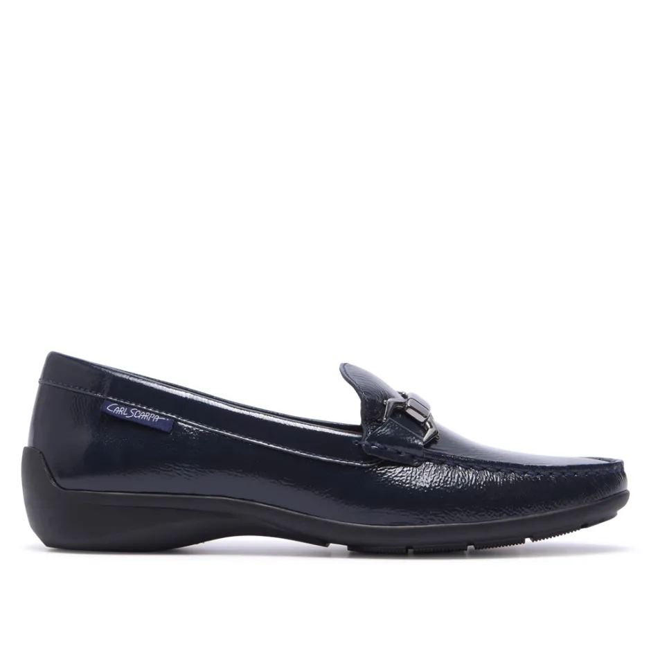 Anglette Navy Patent Leather Loafers<Carl Scarpa Fashion
