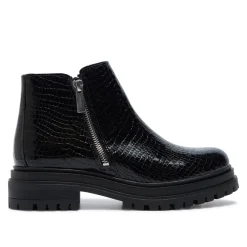 Arletta Black Croc Patent Leather Ankle Boots<Carl Scarpa Sale