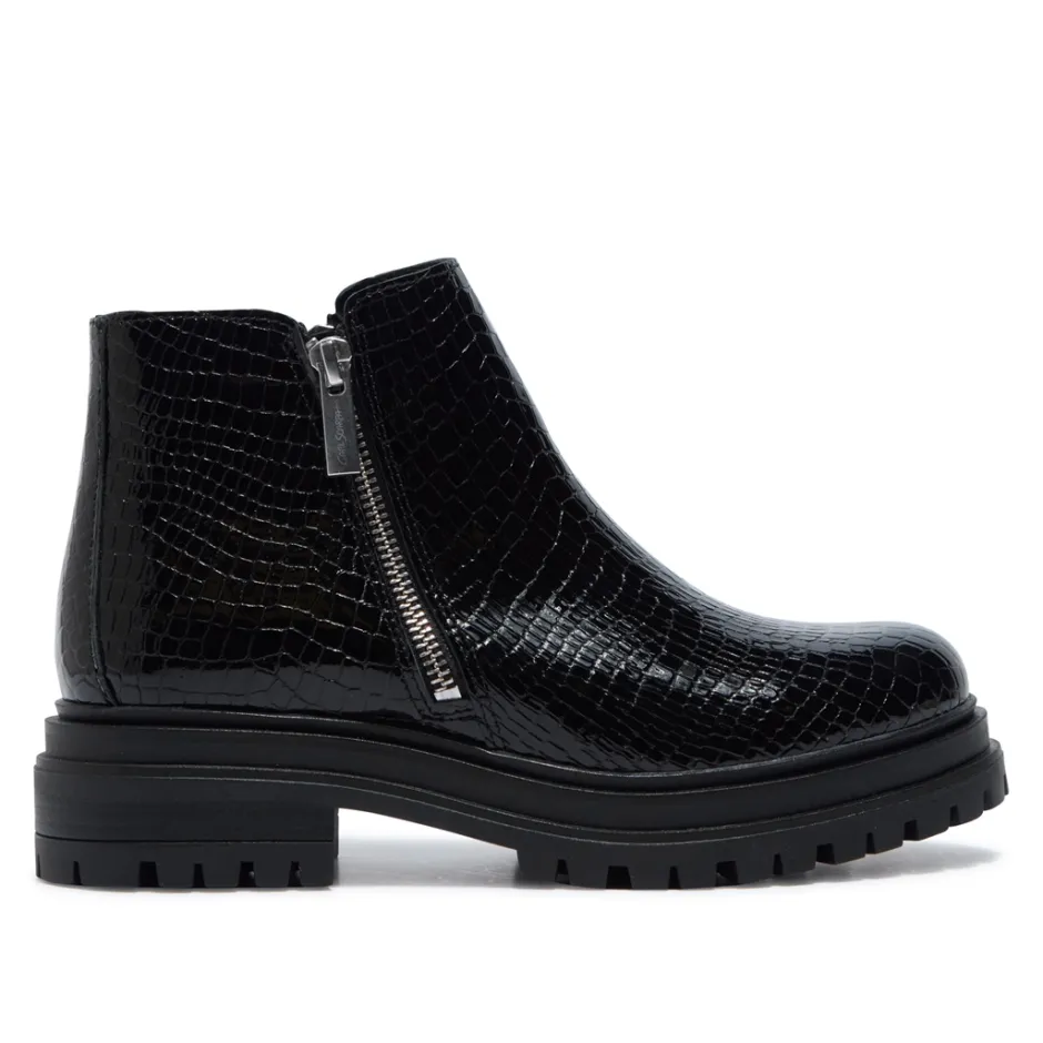 Arletta Black Croc Patent Leather Ankle Boots<Carl Scarpa Sale