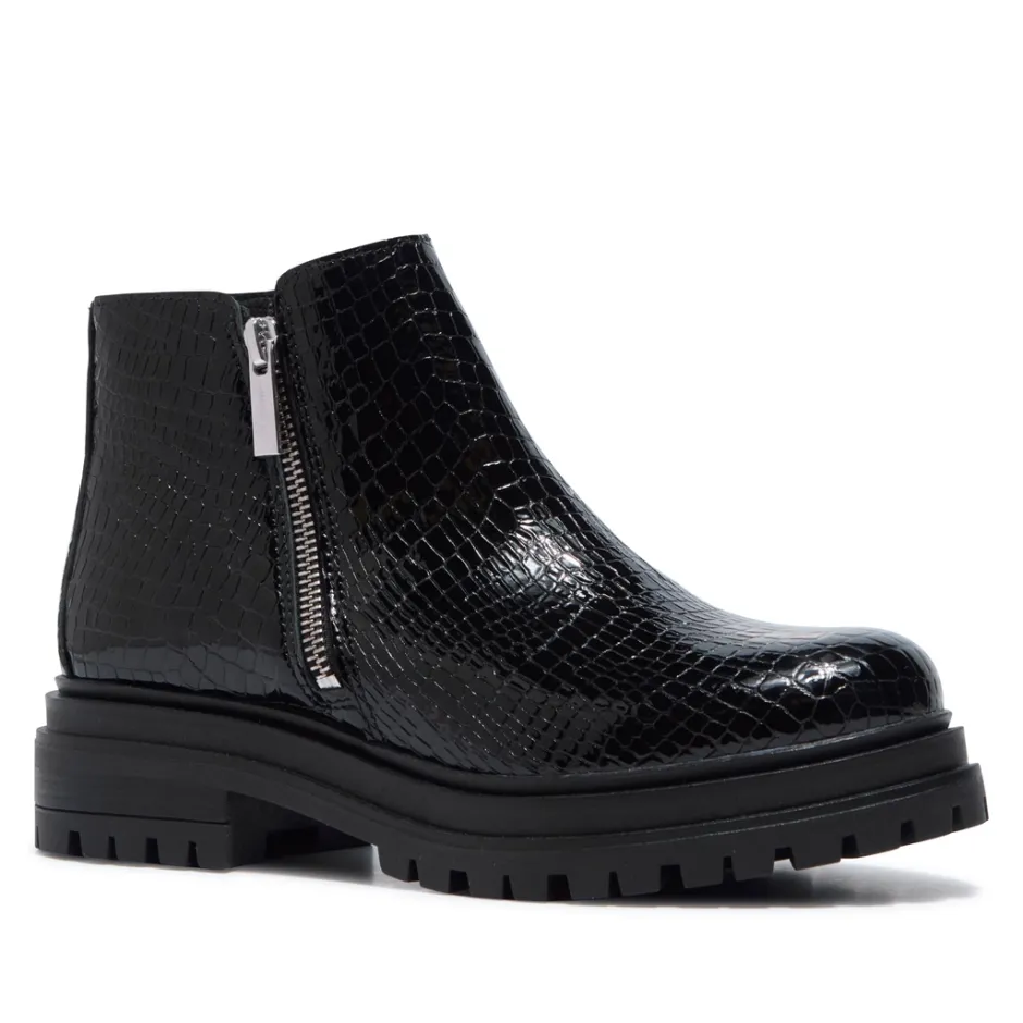 Arletta Black Croc Patent Leather Ankle Boots<Carl Scarpa Sale