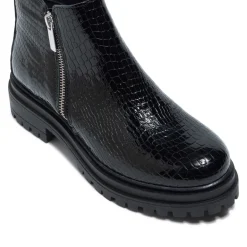 Arletta Black Croc Patent Leather Ankle Boots<Carl Scarpa Sale