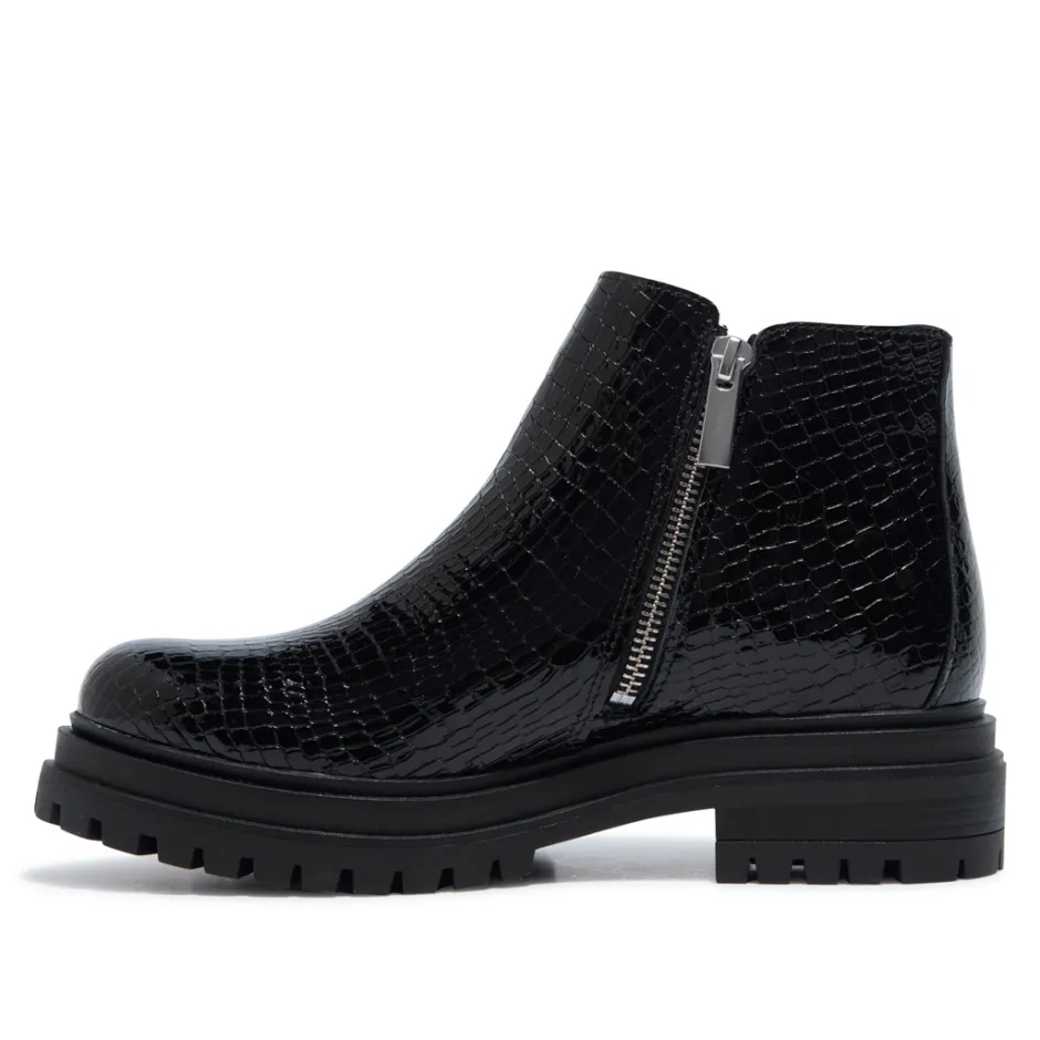 Arletta Black Croc Patent Leather Ankle Boots<Carl Scarpa Sale
