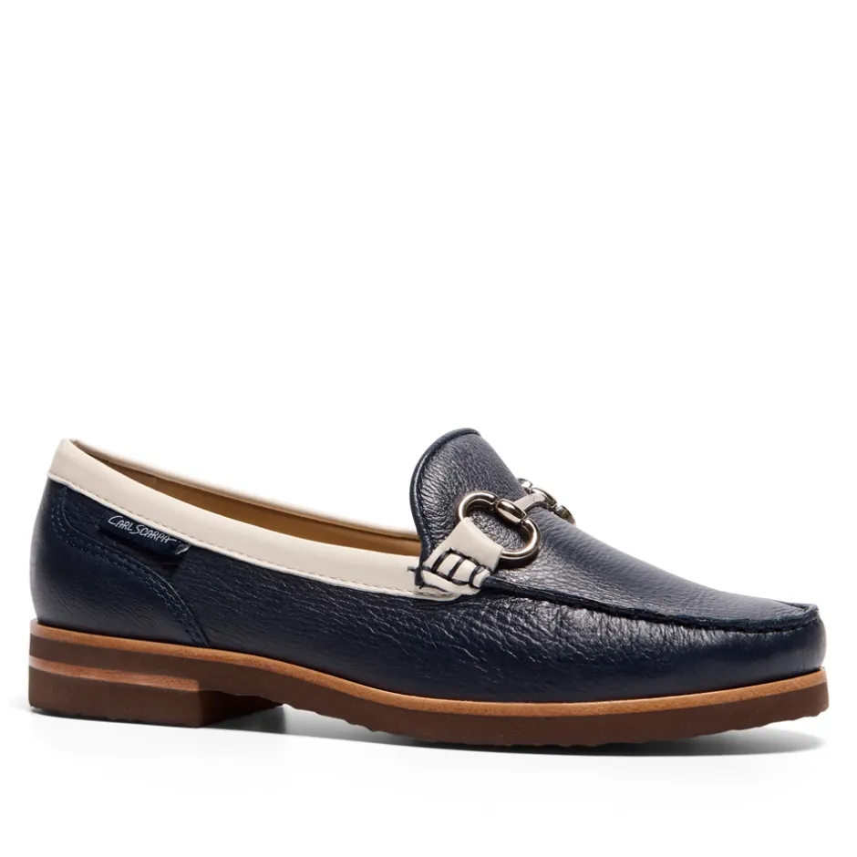 Aubrigo Off White-Navy Leather Snaffle Loafers<Carl Scarpa Outlet