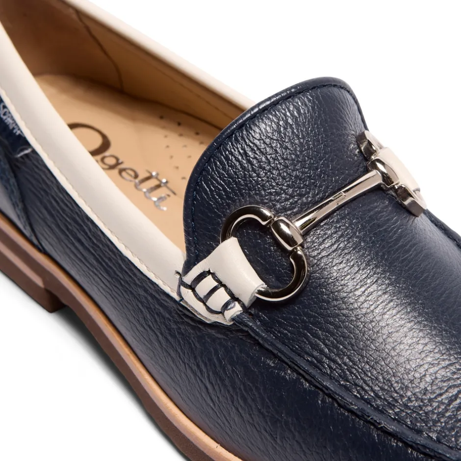Aubrigo Off White-Navy Leather Snaffle Loafers<Carl Scarpa Outlet