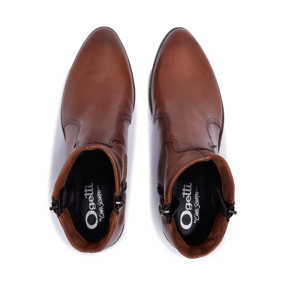 Caliana Tan Leather Ankle Boots<Carl Scarpa Outlet