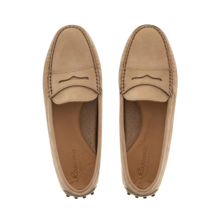 Domenica Beige Nubuck Suede Penny Loafers<Carl Scarpa Cheap