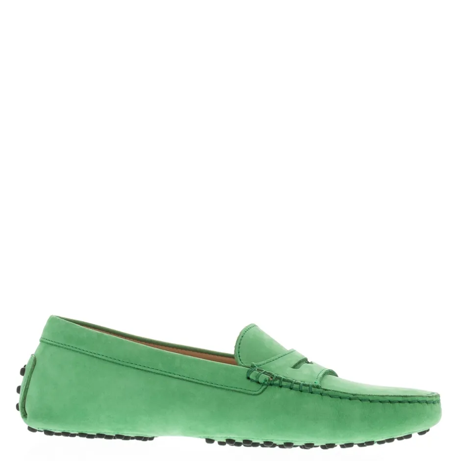Domenica Green Nubuck Suede Penny Loafers<Carl Scarpa Store