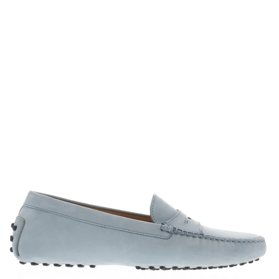 Domenica Light Blue Nubuck Suede Penny Loafers<Carl Scarpa Best