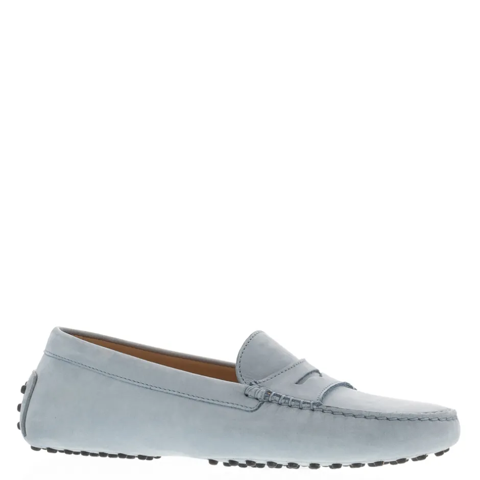 Domenica Light Blue Nubuck Suede Penny Loafers<Carl Scarpa Best