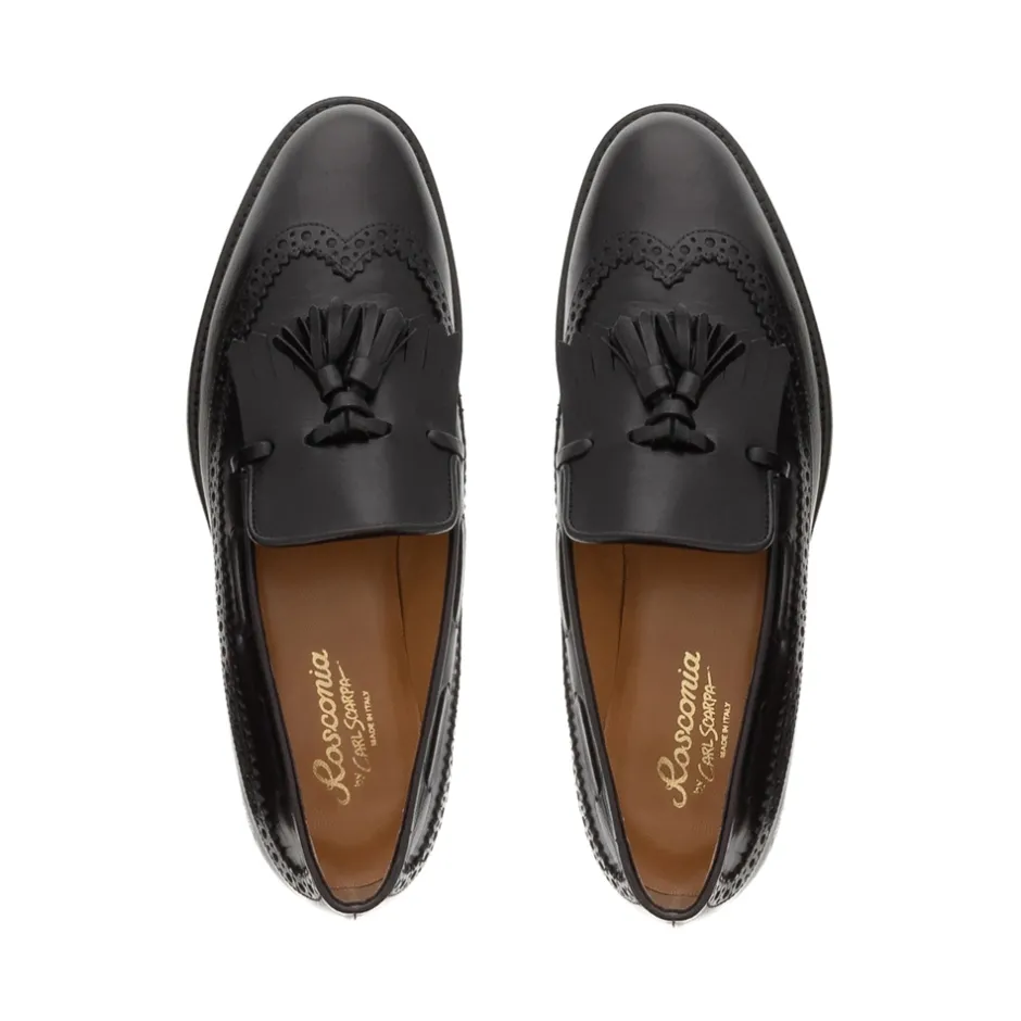 Elesta Black Leather Oxford Style Loafers<Carl Scarpa Discount