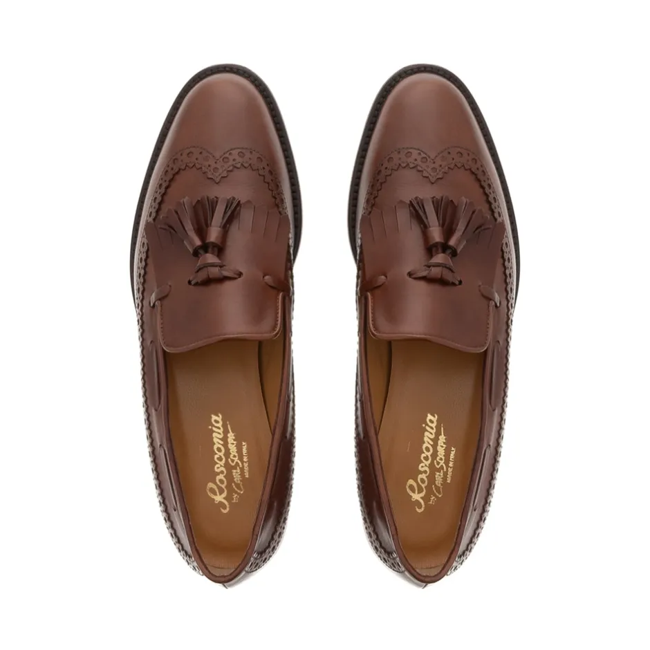 Elesta Tan Leather Oxford Style Loafers<Carl Scarpa Outlet