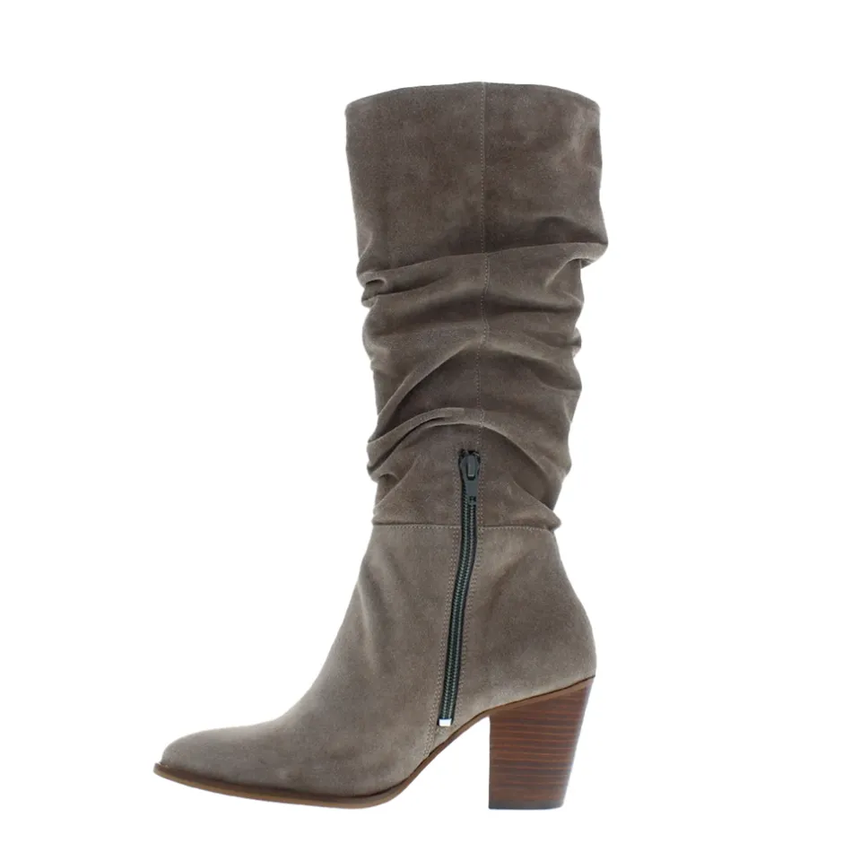 Ellis Grey Ruched Suede Long Ankle Boots<Carl Scarpa Shop