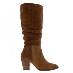 Ellis Tan Rouched Suede Long Ankle Boots<Carl Scarpa Fashion