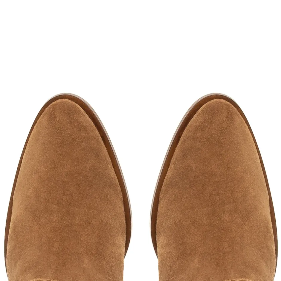 Ellis Tan Rouched Suede Long Ankle Boots<Carl Scarpa Fashion