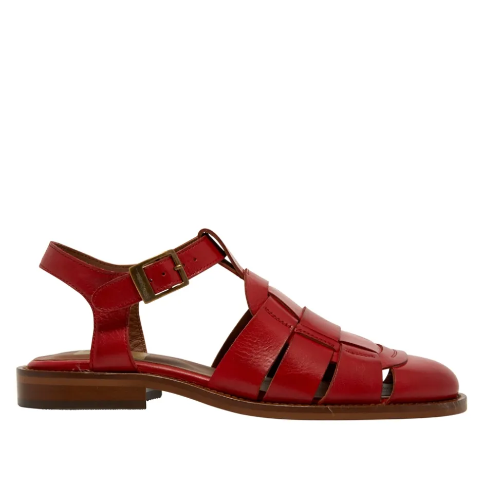 Emelot Red Leather Flat Sandals<Carl Scarpa Hot