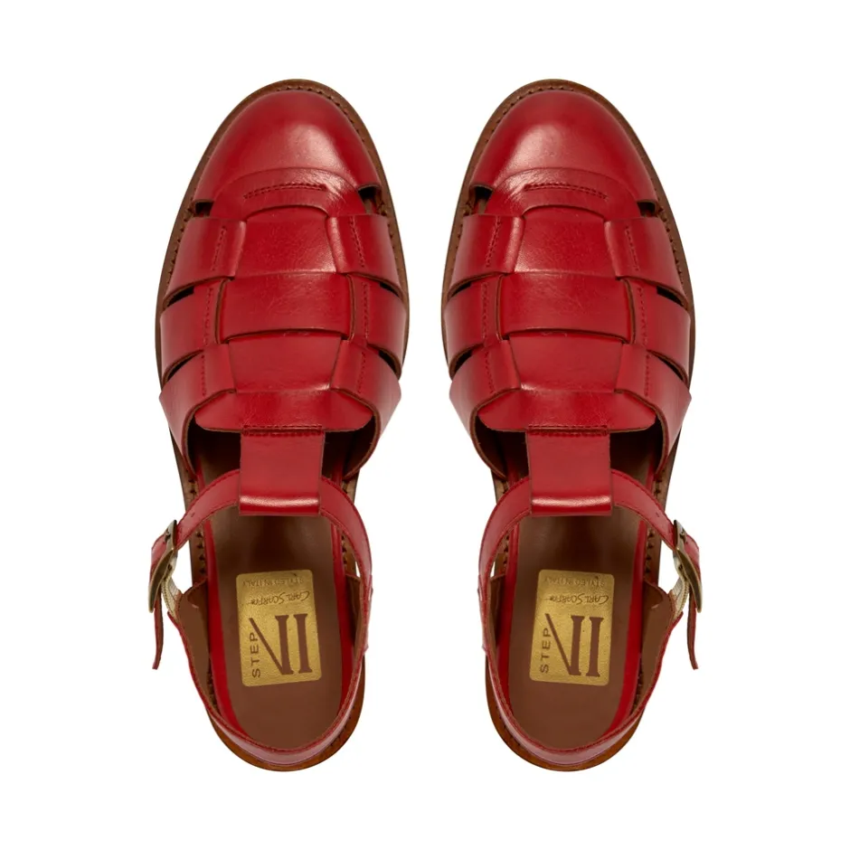 Emelot Red Leather Flat Sandals<Carl Scarpa Hot