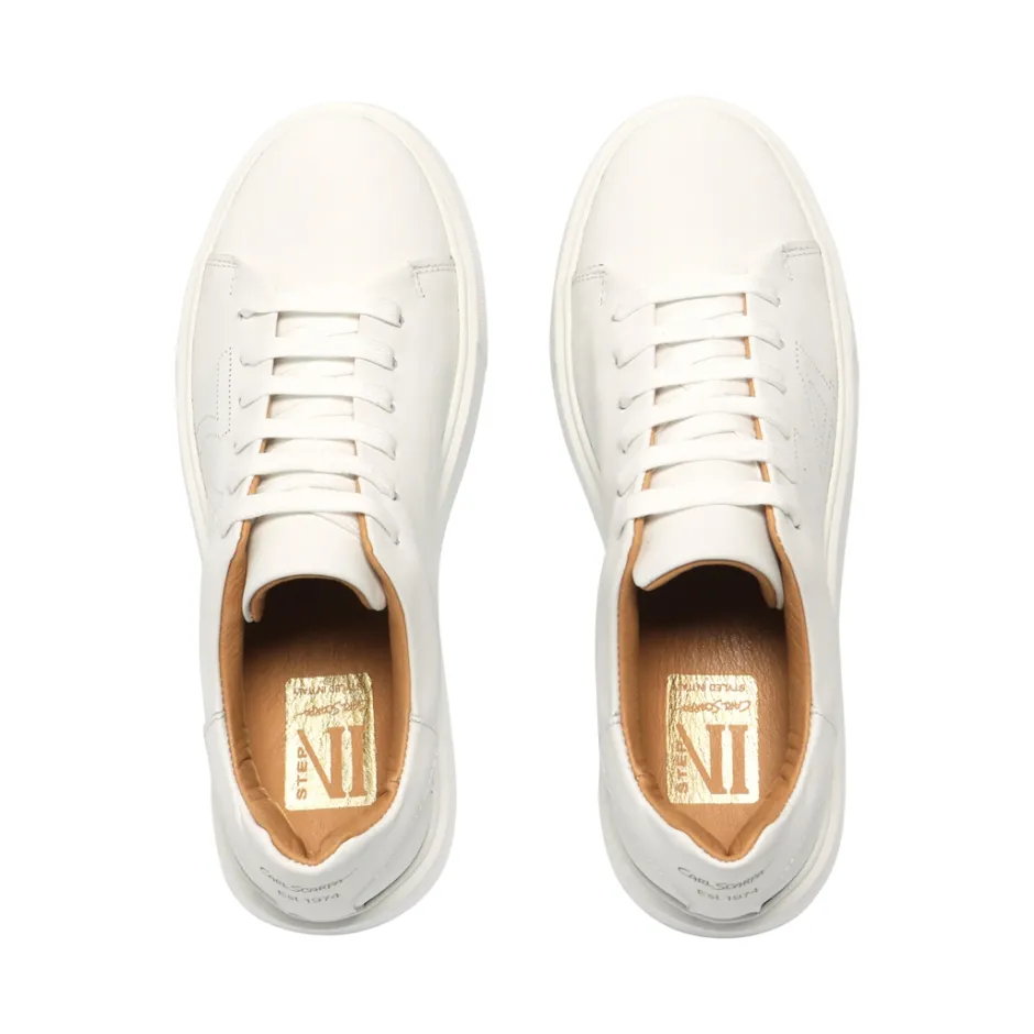 Est1974 White Leather Platform Trainers<Carl Scarpa New