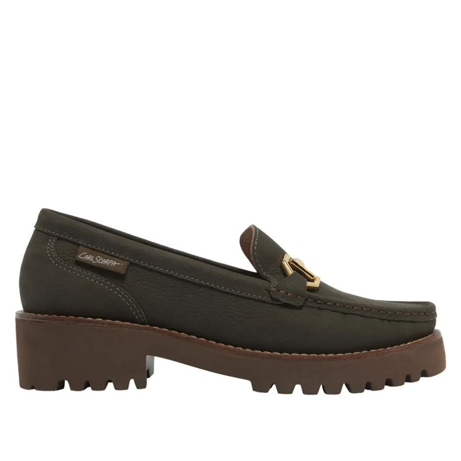 Etana Green Suede Chunky Loafers<Carl Scarpa Online