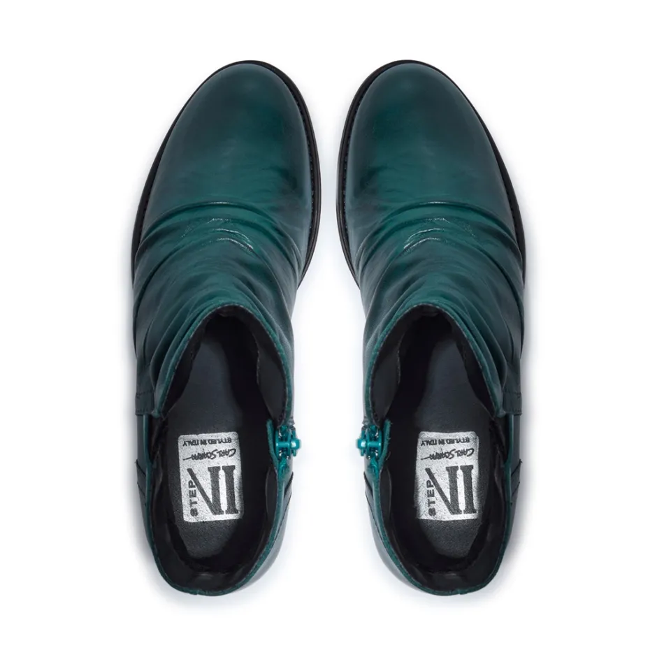 Felice Teal Leather Ankle Boots<Carl Scarpa New