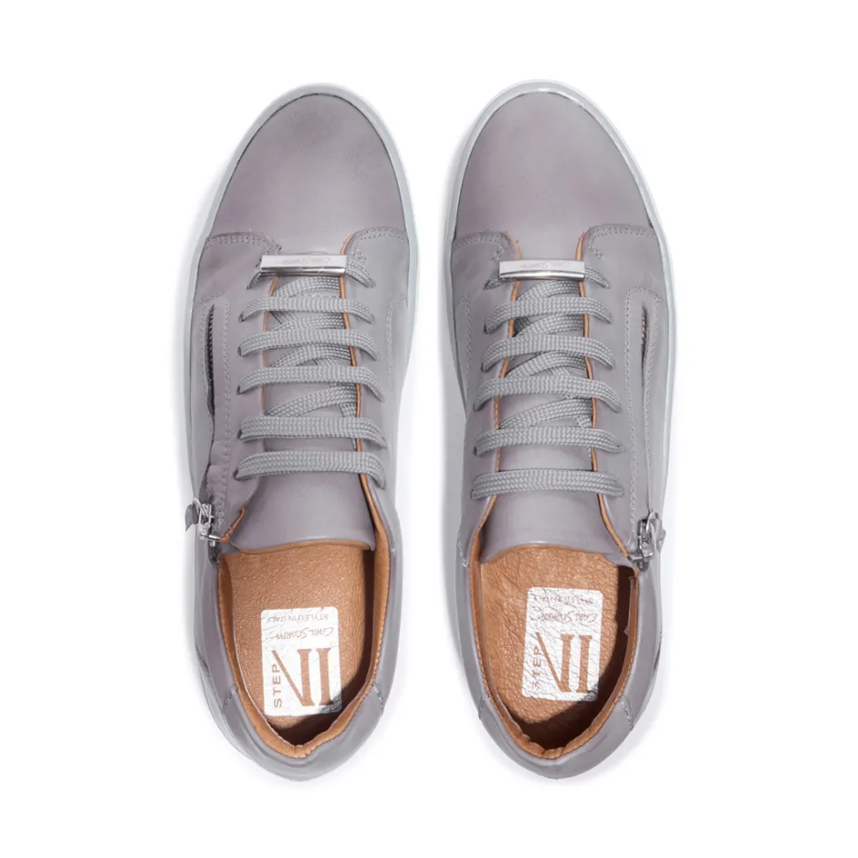Fissato Grey Leather Trainers<Carl Scarpa Cheap
