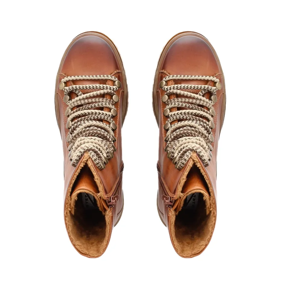 Granada Tan Leather Lace Up Ankle Boots<Carl Scarpa Store