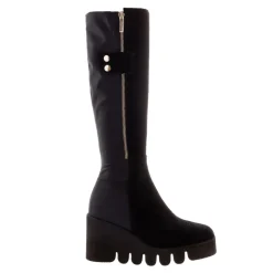 Hail Black Leather Wavesole Knee High Boots<Carl Scarpa New