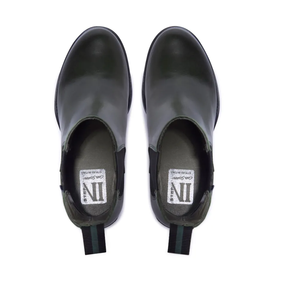 Jax Green Leather Ankle Boots<Carl Scarpa Shop