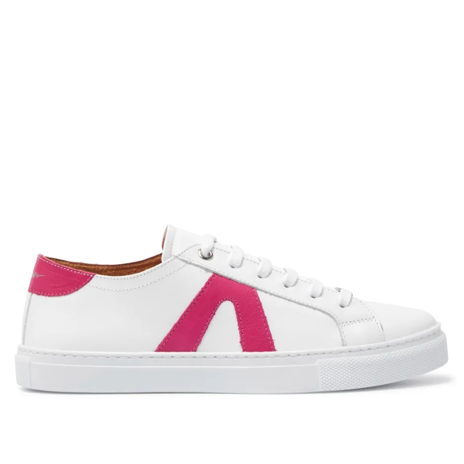 Jessi White Fuchsia Leather Trainers<Carl Scarpa Outlet