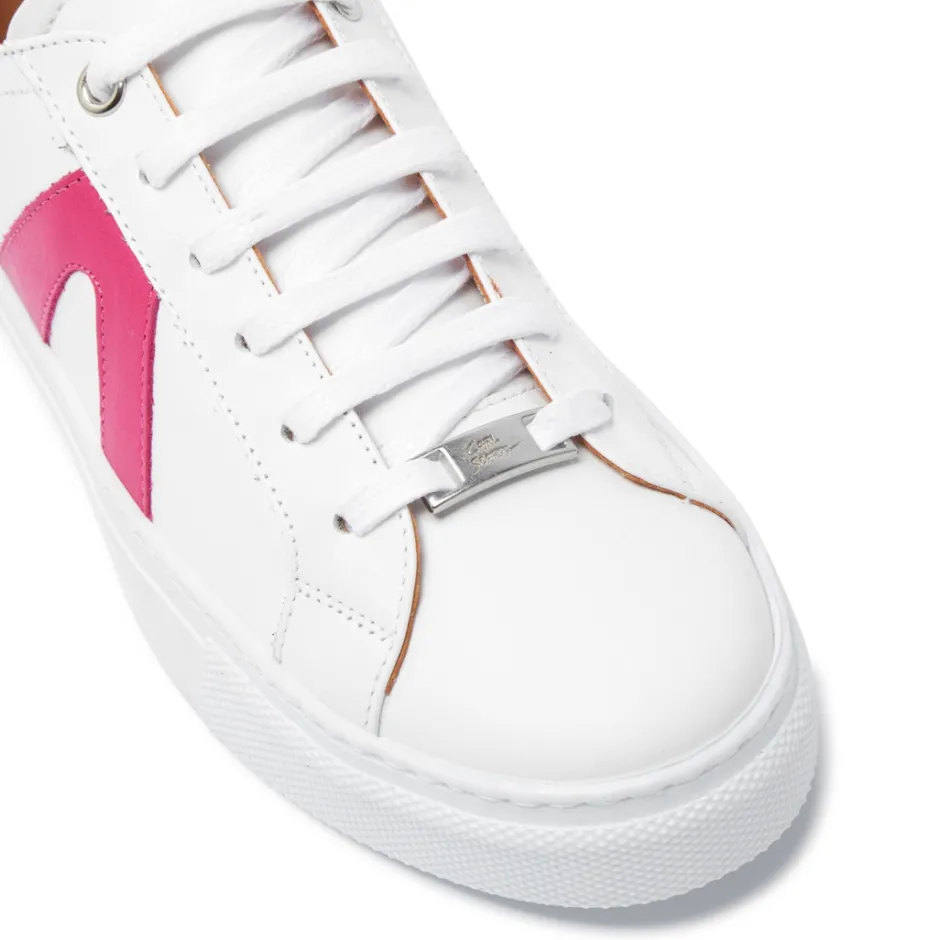 Jessi White Fuchsia Leather Trainers<Carl Scarpa Outlet