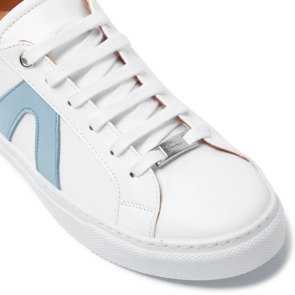 Jessi White Blue Leather Trainers<Carl Scarpa Cheap
