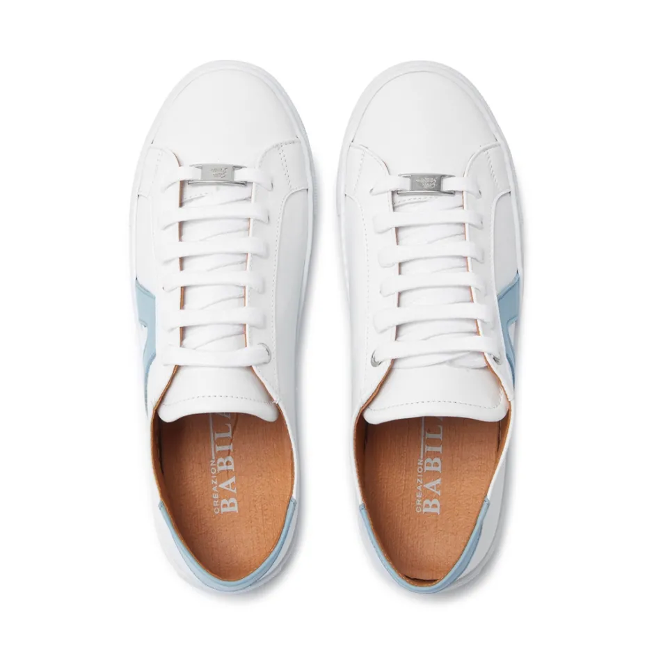 Jessi White Blue Leather Trainers<Carl Scarpa Cheap