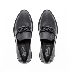 Lizi Black Leather Chain Wedge Loafers<Carl Scarpa New