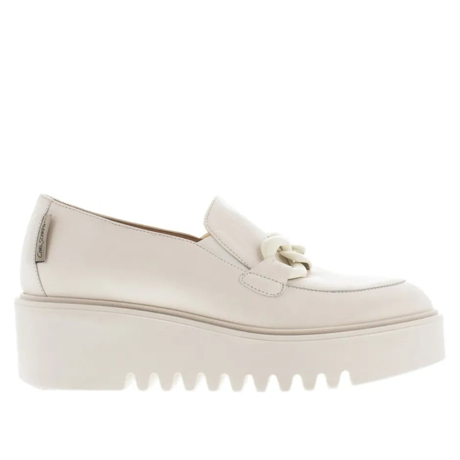 Lizi Italian Off White Chain Wedge Loafers<Carl Scarpa Best Sale