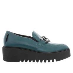 Lizi Teal Leather Chain Wedge Loafers<Carl Scarpa Store