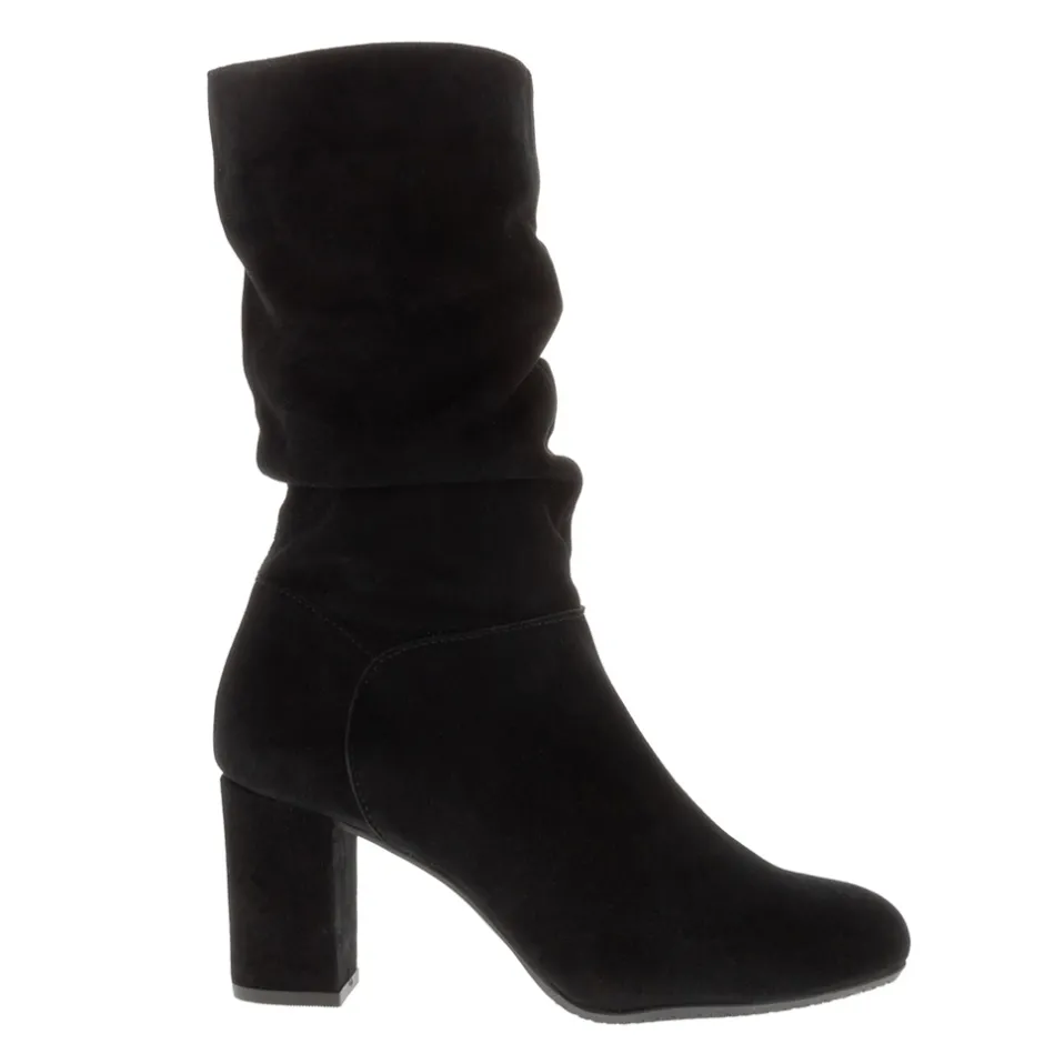 Mathilde Black Suede Ruched Ankle Boots<Carl Scarpa Flash Sale