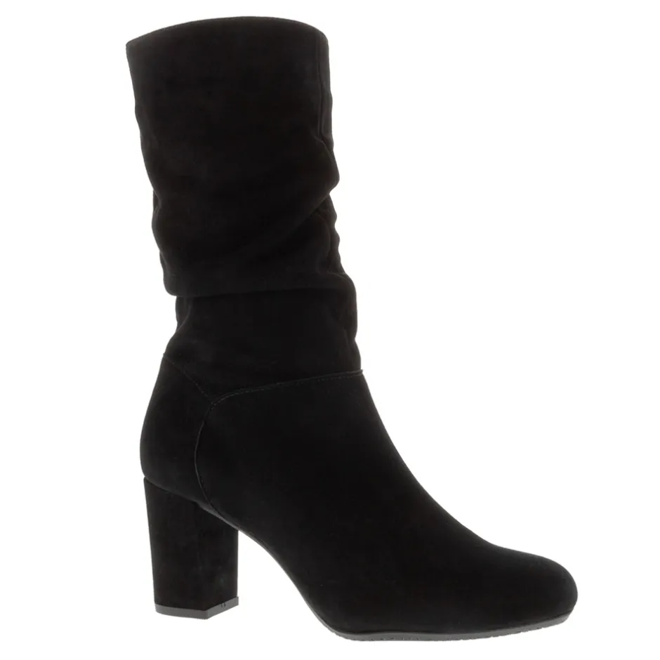 Mathilde Black Suede Ruched Ankle Boots<Carl Scarpa Flash Sale