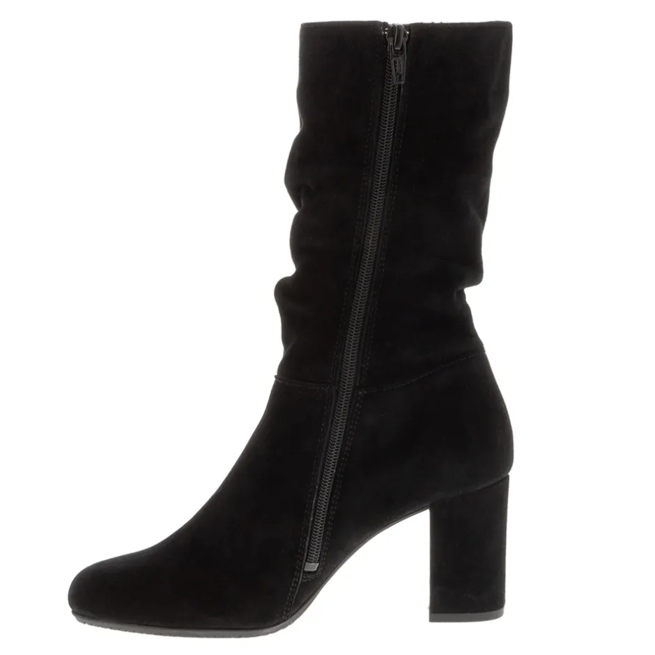 Mathilde Black Suede Ruched Ankle Boots<Carl Scarpa Flash Sale