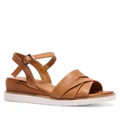 Myriad Tan Leather Wedge Sandals<Carl Scarpa Shop