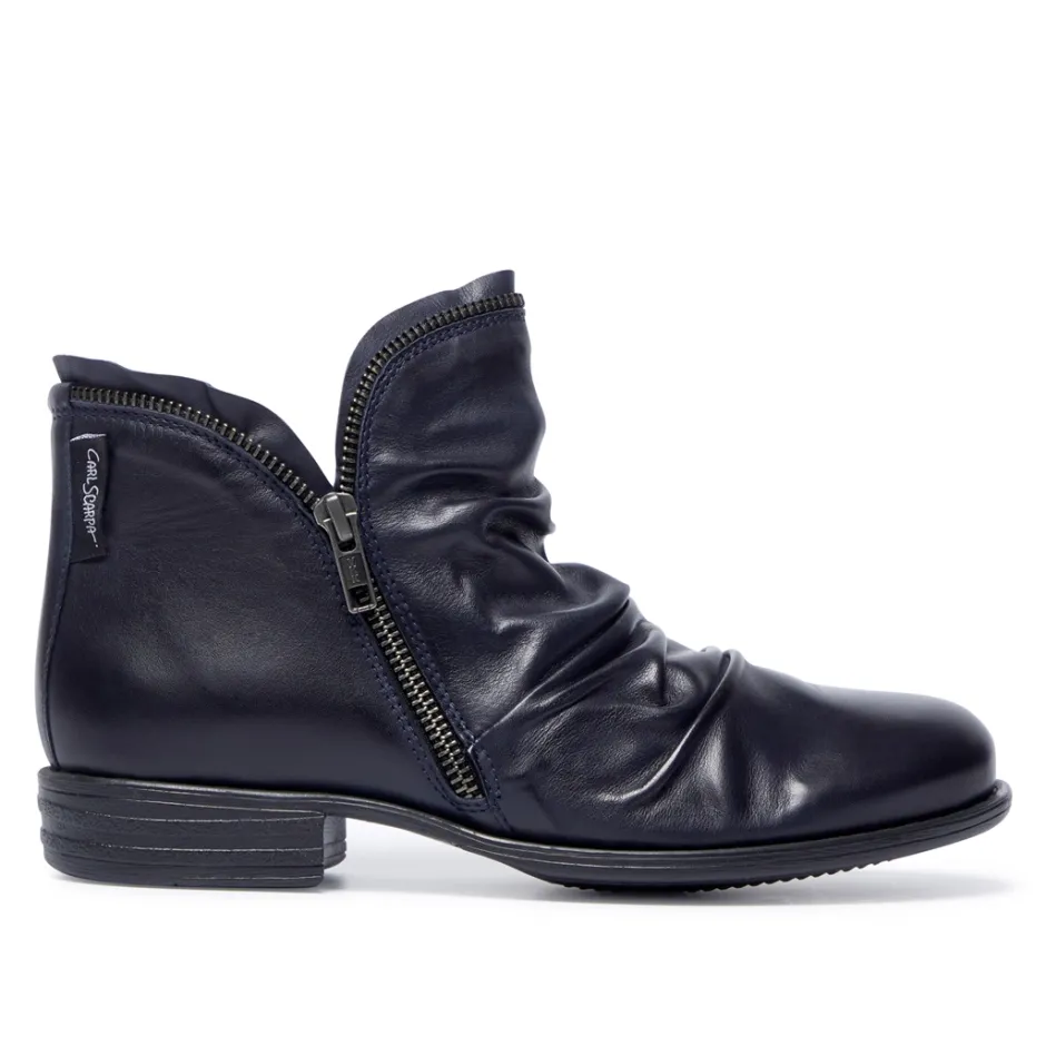 Natalia Navy Leather Ankle Boots<Carl Scarpa Fashion