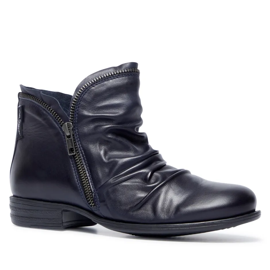 Natalia Navy Leather Ankle Boots<Carl Scarpa Fashion