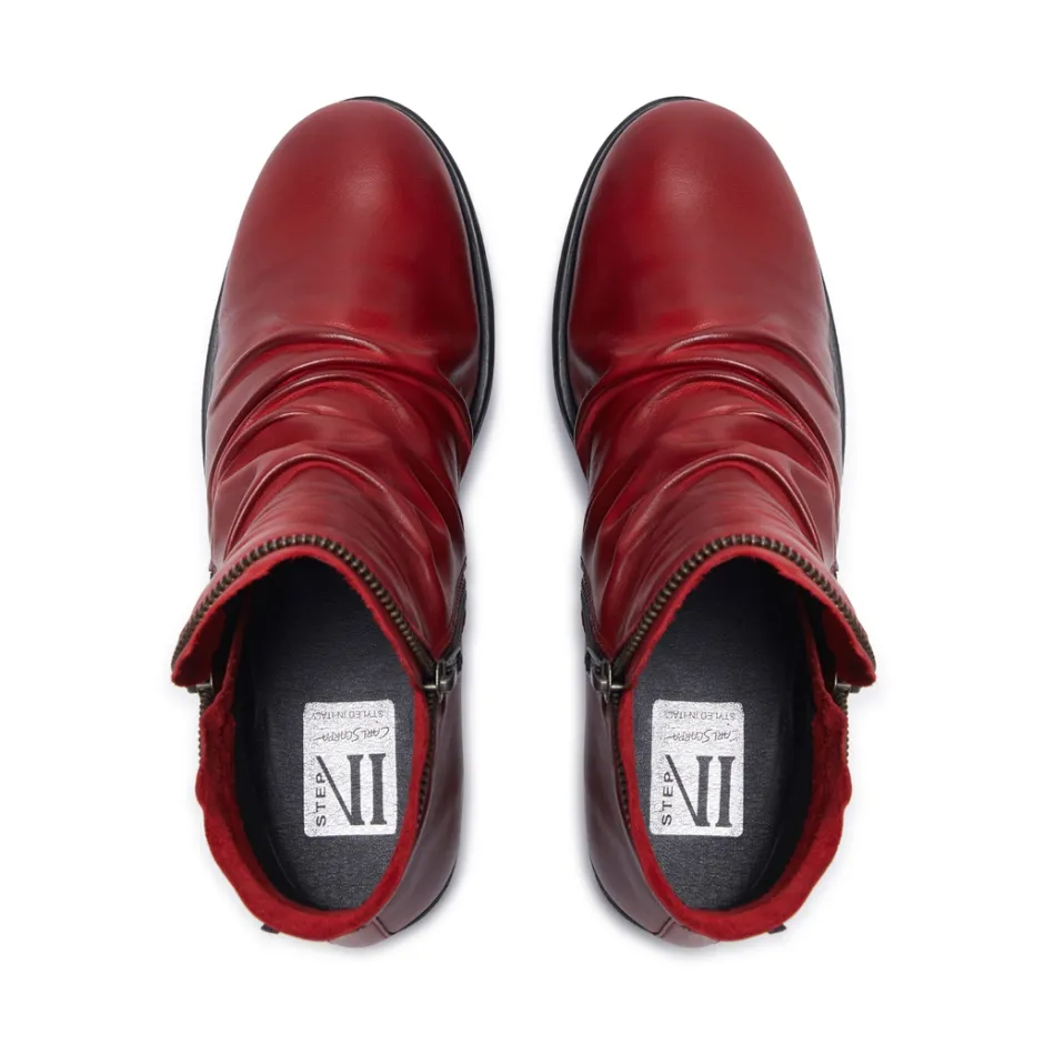 Natalia Red Leather Ankle Boots<Carl Scarpa Cheap