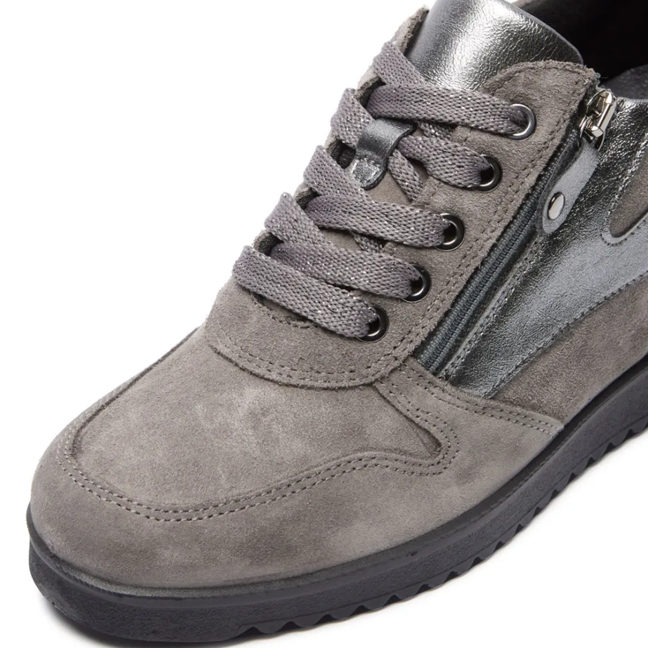 Nemoli Grey Leather Trainers<Carl Scarpa Fashion