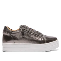 Norina Silver Leather Platform Trainers<Carl Scarpa Fashion