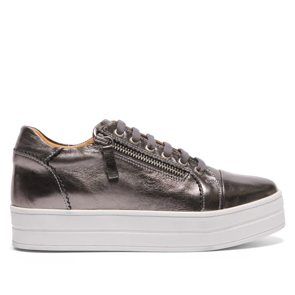 Norina Silver Leather Platform Trainers<Carl Scarpa Fashion