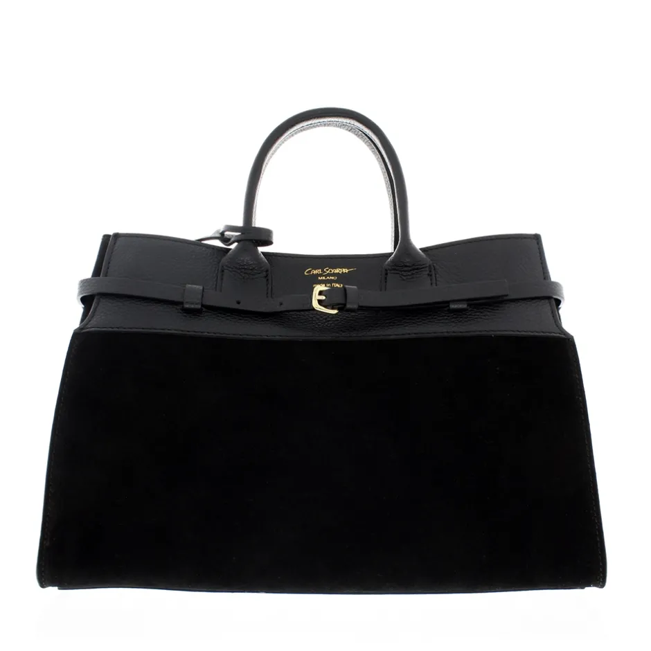 Obarini Black Italian Suede Box Bag<Carl Scarpa Shop